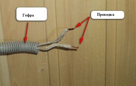 кабель в гофре к сауне